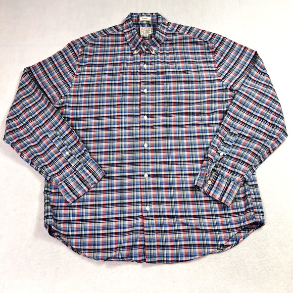 J.Crew Shirt Men's Size XL The Broken Oxford Organic Classic Button Down Plaid - Picture 1 of 8